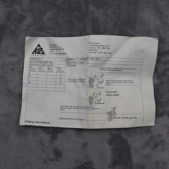 K2 Athena Pads Outdoor Safety Gear Adult Large Blue Wrist Elbow Knee Protection - Picture 3 of 16